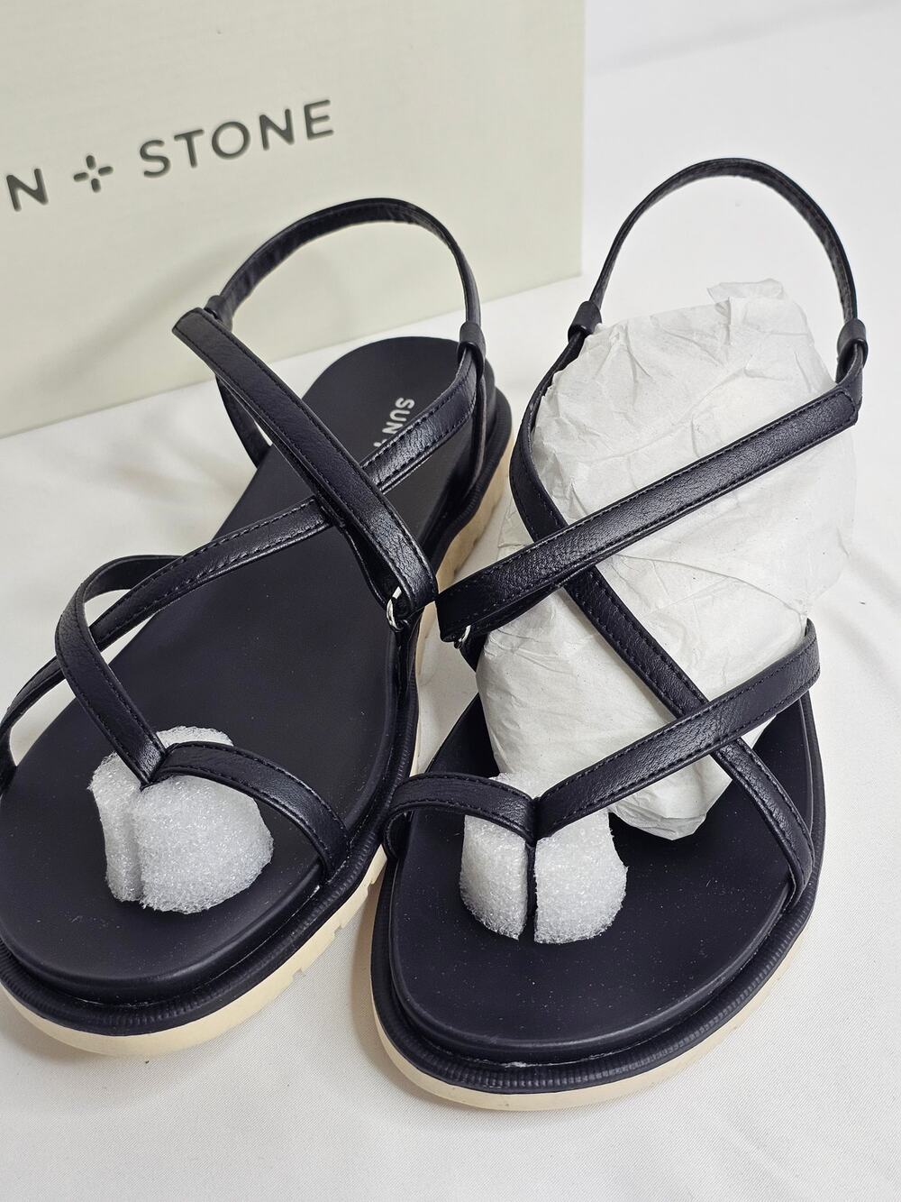 NIB Sun & Stone 8.5 Gladiator Boho Faux Leather Strappy Sandals